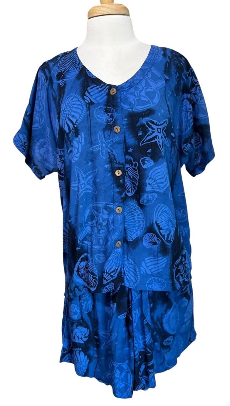 Bali Batiks Resort Wear 2pc Set Top & Shorts Outfit Coastal Beach Resort Large